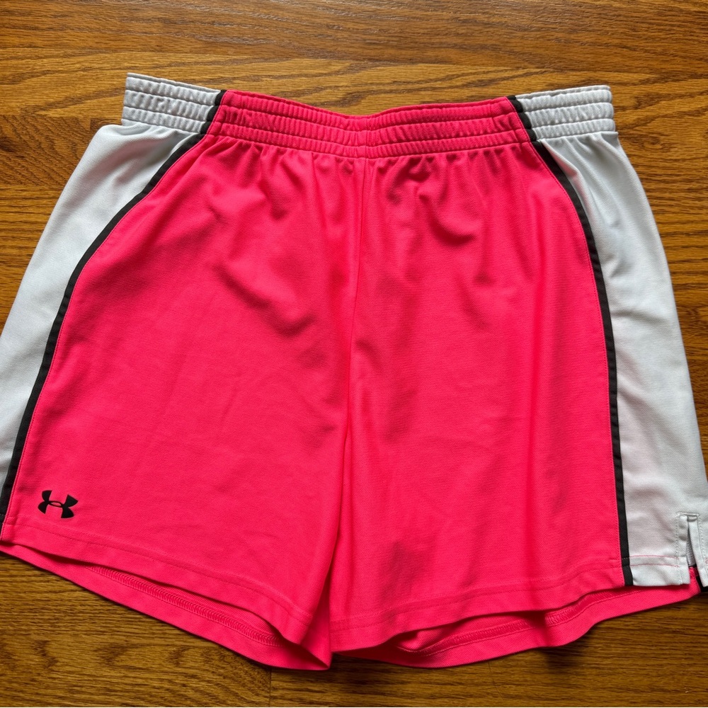Under Armour Women's Hot Pink and White Athletic Shorts